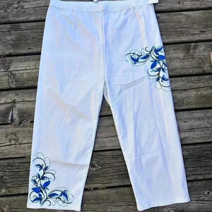 Brand‎ New With Tags Noracora Pants White Blue Floral Size XXL